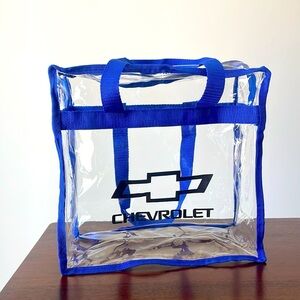 Chevy bag bow tie Stadium approved clear Blue logo tote bag New